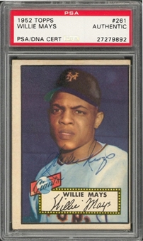 1952 Topps #261 Willie Mays Signed Card – PSA/DNA Authentic